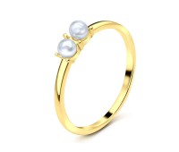 Pearl Gold Plated Silver Rings NSR-2908-GP